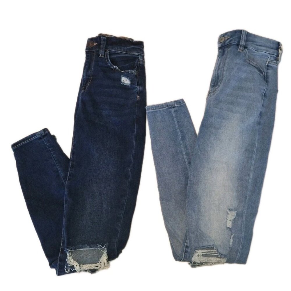 American Eagle Womens Size 0 Blue Ne(x)t Level Stretch Jeggings 25x30 Lot Of Two